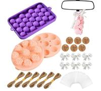 Kit de fabricación de jabón para principiantes, moldes para velas de uva y flores, con cuerdas, lazos, etiquetas, suministros de fabricación de jabón, para mujeres, hombres, niños, niñas, niños, papá