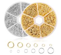 Kit de fabricación de joyas, 2020 piezas de anillos abiertos de oro plateado y dorado, conector de joyería de metal para reparación de pulseras y aretes