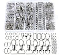 Kit de fabricación de llaveros DIY de 524 piezas, eslabón de llavero color plateado, clip para cordón, gancho para llavero, argolla para llaves, hebilla de pinza de langosta, para hacer llaveros DIY