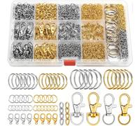 Kit de fabricación de llaveros DIY de 990 piezas, suministros para manualidades de llaveros que incluyen ganchos para llaveros, hebillas de langosta, aros para llaves y colgantes para hacer llaveros