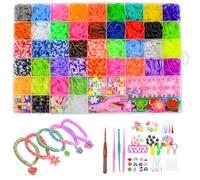 Kit de fabricación de pulseras elásticas más de 3500 bandas de goma de goma El kit de pulsera incluye clips boraselas ganchos de crochet varias cuentas más bricolaje creativo de navidad para niños fa