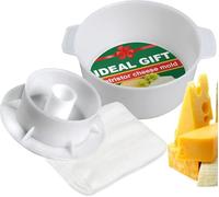 Kit de fabricación de quesos - molde de queso 1,2 L con un pistón seguidor y gasa de algodón - Cesta para hacer queso - Paneer Maker - Molde en forma de queso