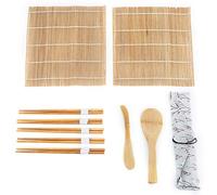 Kit de Fabricación de Sushi de bambú El Kit de Rodillos para Hacer Sushi Incluye 2 Tapetes Rodantes 5 Palillos 1 Paleta 1 Hoja de Sushi Uso Doméstico