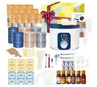 Kit de fabricación de vela perfumada para adultos con fundador de cera de vela eléctrica, cera de soja, 12 macetas, 8 portavelas y 6 perfumes y cajas de regalo