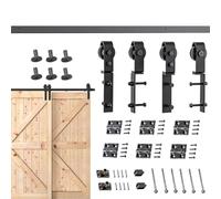 Kit de ferrocarril de puerta de granero, kit de hardware de puerta corredera | Hardware de puerta de granero de 76 pulgadas | Easy Instale Black Roller, Accesorio de rodillo de riel para ar