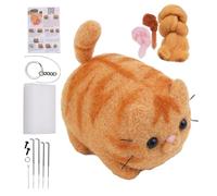 Kit de fieltro con aguja, kit de manualidades, herramientas de estera de espuma, dedos y 6 muñecos de animales de gato | Accesorios de fieltro punzonado hecho a mano con instrucciones para