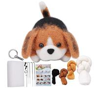 Kit de fieltro de aguja, animales kits de fieltro de aguja para principiantes, lana de bricolaje de perro lindo y agujas con instrucción para proyectos de manualidades kit de