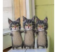 Kit de fieltro de aguja de bricolaje con fieltro de lana de gato, el paquete incluye tela sin terminar y PVC para proyecto de simulación de muñecas de gato hecho a mano (el gato)