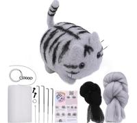 Kit De Fieltro De Aguja Para Principiantes, Kits De Fieltro De Aguja De Animales Para Principiantes, Lindo Gato, Juego De Lana Y Agujas De Fieltro Con Instrucciones, Kit De Fieltro De Lana, Kit De Lan