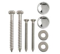 Kit de fijación de suelo en ángulo de acero inoxidable para inodoro, bidé y lavabo de pedestal - Tornillos de montaje en forma de L con tapas de cabeza de tornillo, Silv