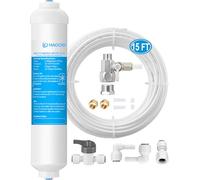 Kit de filtro de agua en línea para máquina de hielo y refrigerador, incluye válvula de agua de alimentación, línea de agua de 1/4 pulgadas y accesorios de conexión rápida, ideal para máquina de