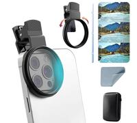 Kit de filtro de lente de cámara de teléfono CPL de 52 mm, polarizador antirreflejos para iPhone/Samsung, color y claridad mejorados, soporte universal con paño de limpieza y caja de regalo
