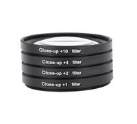 Kit de Filtro de Primer Plano 4 en 1, 1 +1 +2 +4 +10 Filtro de Lente Macro Kit de Filtro de Lente de Primer Plano de Vidrio óptico con Bolsa de Almacenamiento para Cámara DSLR