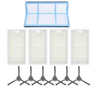 Kit de filtro de repuesto y cepillo lateral compatible con robot aspirador Erabros RS1, filtro primario, cepillos laterales, microfibra de plástico de nailon (A)