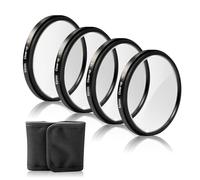 Kit de filtro macro de primer plano (+1, +2, +4 y +10 dioptrías), kit de aumento afilado de vidrio óptico HD multicapa con bolsa de filtro plegable para cámara digital DSLR sin espejo (62 mm)