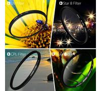 Kit de filtros Andoer de 58 mm UV+CPL+Primer+Estrella de 8 puntos con bolsa para cámaras DSLR Nikon, Canon, Pentax y Sony