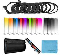 Kit de filtros Cuadrados, filtros ND graduados a Todo Color, para Cokin P Series con Anillos adaptadores, Soporte de Filtro, bolígrafo de Limpieza y Otros Accesorios para cámaras réflex Digitales