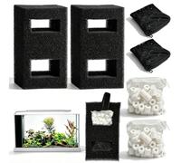 Kit de filtros para acuario, 2 juegos compatibles con acuario Fluval Flex 57L, contiene 2 recambios de filtro de carbón, 2 filtros de espuma, 2 anillos de cerámica y 1 cable de filtro, para una