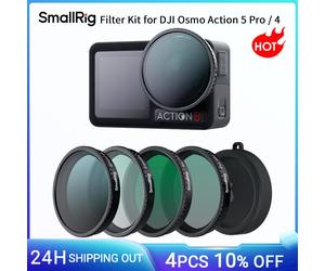 Kit de Filtros SmallRig para DJI Osmo Action 5 Pro/4, Juego de Filtros de Lente 5 en 1 con Black Mist 1/4, ND16/CPL, Star-Cross, Simulador de Película Azul