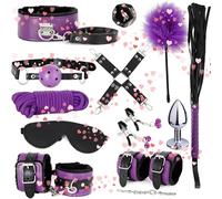 Kit De Fitness Interior De 12 Piezas De Cuero PúRpura Negro Con Pulsera Ajustable - D17