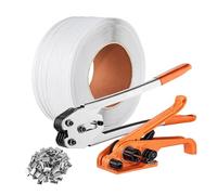 Kit de Flejado, Kit de flejado for palets con tensor, selladora, 100 m cinta polipropileno y precintos metálicos for cintas embalaje