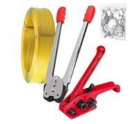 Kit de flejado para embalaje de palés, manual de alta resistencia 4 en 1, herramientas de flejado manual de PET/PP, juego de máquina de embalaje, tensor y sellador, correa de embalaje de 100 m, 50 p
