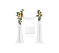 Kit de Flores Artificiales - DUOKU - Arco de Boda - Amarillo y Blanco - Conjunto de 3 piezas - Seda