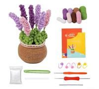 Kit de flores de ganchillo para principiantes con guía de video completa y materiales para manualidades creativas (lavanda)