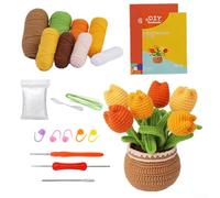 Kit de flores de ganchillo para principiantes con tutoriales paso a paso, paquete de inicio de manualidades de hilo para hacer flores de ganchillo hechas a mano para decoración del hogar, (Tulipanes)