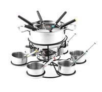 Kit de fondue de 21 piezas, olla pequeña de acero inoxidable, juego de fondue de queso, juego de cocina multifuncional, módulo de accesorios de comida familiar con 6 tenedores, 6 cuencos, olla pequeña