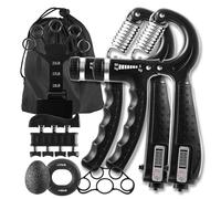 Kit de fortalecimiento de agarre de 7 piezas, 2 fortalecedores de antebrazo ajustables, 1 bolsa de almacenamiento, estiradores de dedos, anillo de agarre, bola de alivio del estrés, ejercicio de dedos