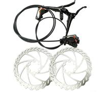 Kit de freno de disco hidráulico para bicicleta de montaña, rotores de 160 mm, juego de calibrador de pistón doble, aleación de aluminio, frontal de 800 mm, cable trasero de 1400 mm, para la mayoría