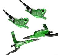 Kit de Freno Hidráulico para Bicicleta de Montaña, Sistema de 4 Pistones para Trail y Urban Riding (Verde)