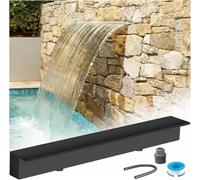 Kit de Fuente con Cascada de Acero Inoxidable - Cañón de 63 Pulgadas para Montaje en Pared, Ideal para decoración Interior/Exterior, Elegante Fuente de Agua (Negro, 160 cm)