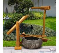 Kit de fuente de agua de bambú con diseño giratorio, balsa, cucharón para bricolaje interior y exterior jardín zen