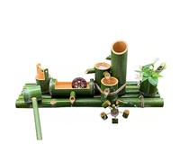 Kit de fuente de agua de bambú hecha a mano, elemento decorativo para jardín zen, fuente de estanque exterior con circulación de agua, adorno acuático paisajístico independiente, para patio, jardín