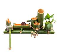 Kit de fuente de agua de bambú natural con bomba y rueda de Feng Shui de 60 cm, fuente de jardín al aire libre, perfecta para estanques interiores, peces, bronceado y macetas de flores