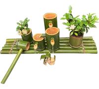 Kit de fuente de agua for jardín, fuente de bambú natural con bomba, kit de decoración con rueda de agua giratoria, fuentes zen Feng Shui, for patio, jardín, estanque, pecera(60cm)