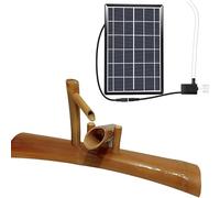 Kit de fuente de bambú con energía solar, elemento acuático zen artesanal, decoración de jardín exterior independiente con bomba, acento Feng Shui, para bebedero de pájaros, patio, estanque, cuenco pa