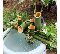 Kit de fuente de bambú hecha a mano, elemento acuático estilo zen Feng Shui, rueda de agua para jardín exterior, fuente circuladora independiente para estanque, para patio, balcón, terraza, 80 cm (3