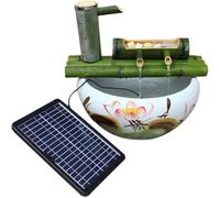 Kit de fuente de bambú hecho a mano Zen al aire libre, adorno de cultivo para Feng Shui, jardín, patio, estanque, piedra y canal, 45 cm
