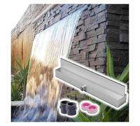 Kit de Fuente de Cascada de Acero Inoxidable - Cañón Rectangular para Patio, jardín, Estanque y Piscina - Fuente de Agua empotrada en la Pared con Conector de tubería
