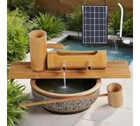 Kit De Fuente Solar De Bambú - Bomba Resistente A Roturas De 50 Cm para Jardín, Estanque, Piscina, Bebedero para Pájaros, Acuario - Fuente De Agua Exterior Ecológica 40cm/16in