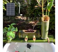 Kit De Fuente Solar De Bambú Con Bomba, Fuente De Agua Exterior De Bambú Con Energía Solar Y Rueda Hidráulica, Diseño De Salida De Agua Multidireccional Para Patios(40cm)