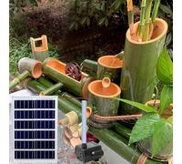 Kit De Fuente Solar De Bambú, Elemento Acuático Para Jardín Zen Con Bomba, Decoración Feng Shui Para Interiores Y Exteriores, Adorno Independiente Para Estanque De Patio Trasero, Exhibición De Agua E