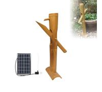 Kit De Fuente Solar De Bambú, Fuente De Agua Oscilante Tradicional Japonesa Con Bomba Y Panel Solar, Proceso De Carbonización Artesanal Para Jardín, Patio Y Terraza(60cm)