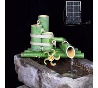 Kit de Fuente Solar de bambú, Fuente Mecedora Japonesa Tradicional, Tratamiento de carbonización, Fuente Zen al Aire Libre for jardín(55cm)