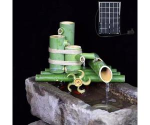 Kit de Fuente Solar de bambú, Fuente Mecedora Japonesa Tradicional, Tratamiento de carbonización, Fuente Zen al Aire Libre for jardín(35cm)