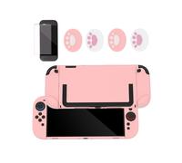 Kit de Funda Protectora Rosa compatible con Nintendo Switch 2 - Agarre de Silicona, Protector de Pantalla y Tapones para Botones