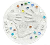 Kit de fundición de huellas de bebé con piedras coloridas y sellos de letras para recuerdos familiares, juego de manualidades de 10 pulgadas (14)
